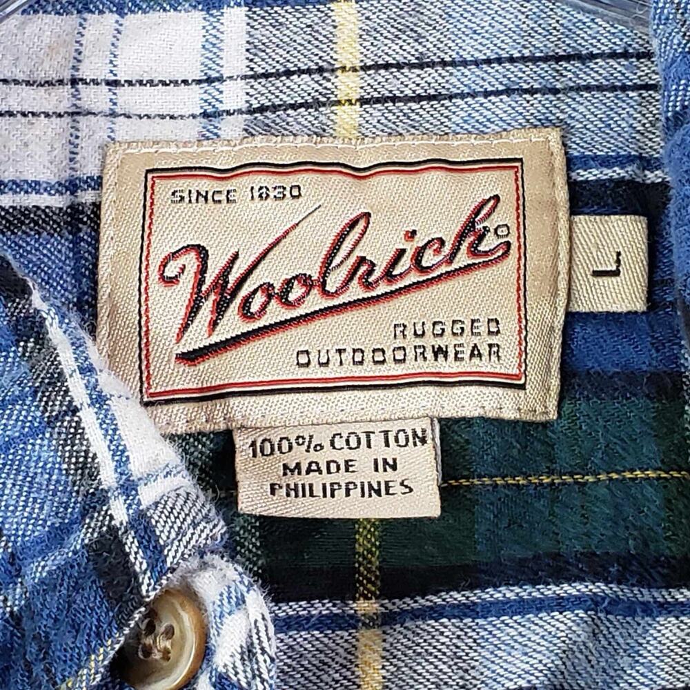 Woolrich Button Up Shirt Flannel Mens Size Large L Long Sleeve Collared Blue - Picture 3 of 11